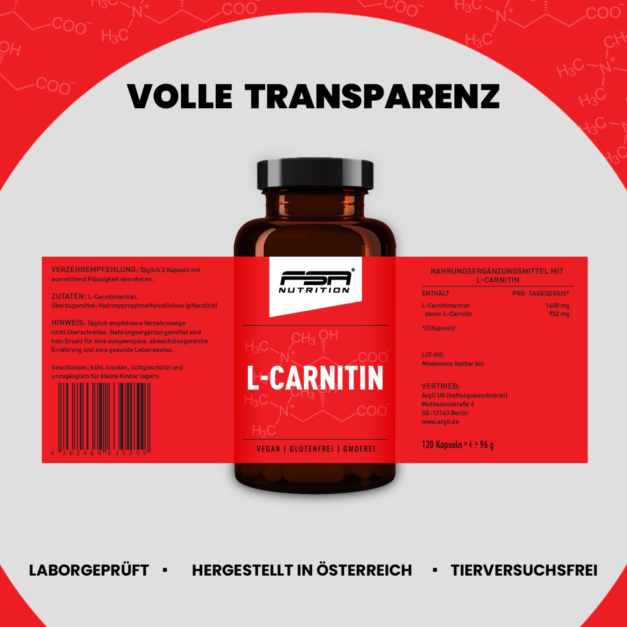 L-Carnitin im Glas - 120 Kapseln