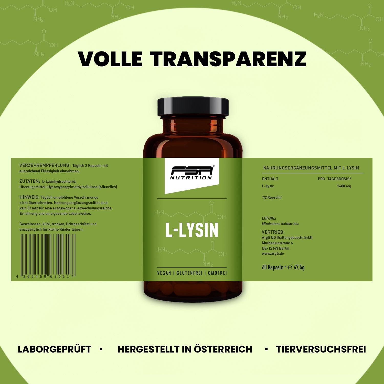 L-Lysin im Glas - 60 Kapseln