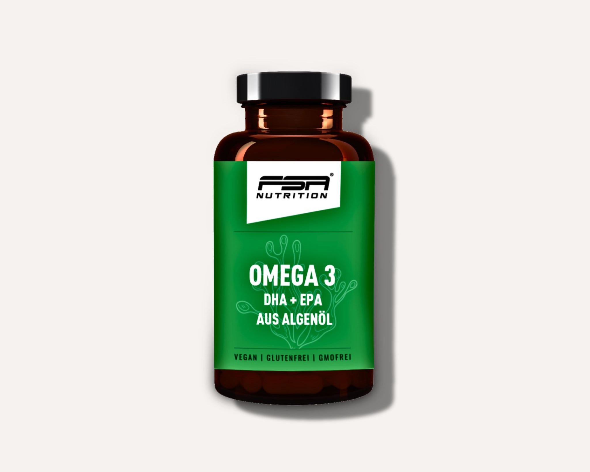 FSA NUTRTION Omega 3 DHA + EPA aus Algenöl - 60 Kapseln - Omega 3 aus Algenöl, 500 mg DHA und 100 mg EPA pro Tagesdosis.