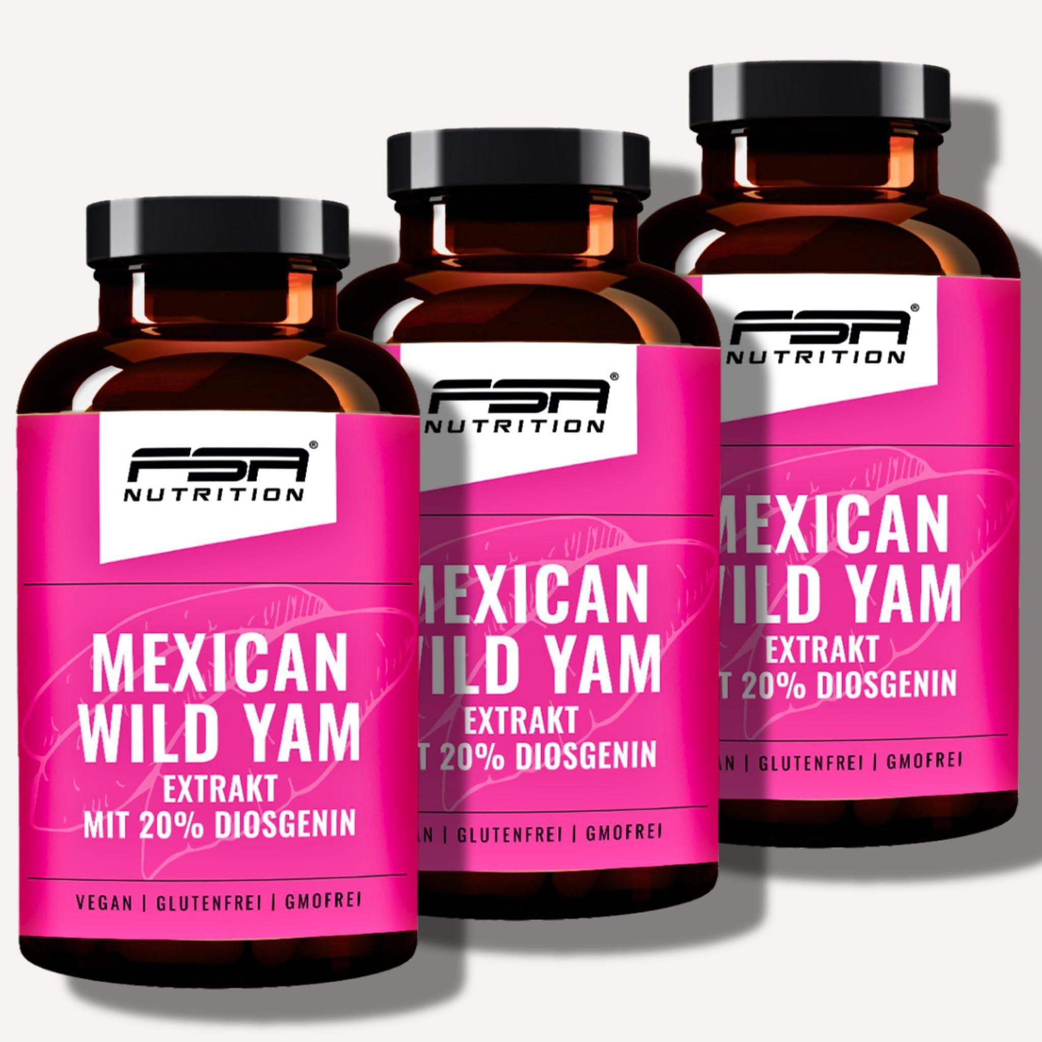 Yamswurzel Mexican Wild Yam im Glas - 180 Kapseln - 3er Spar-Set