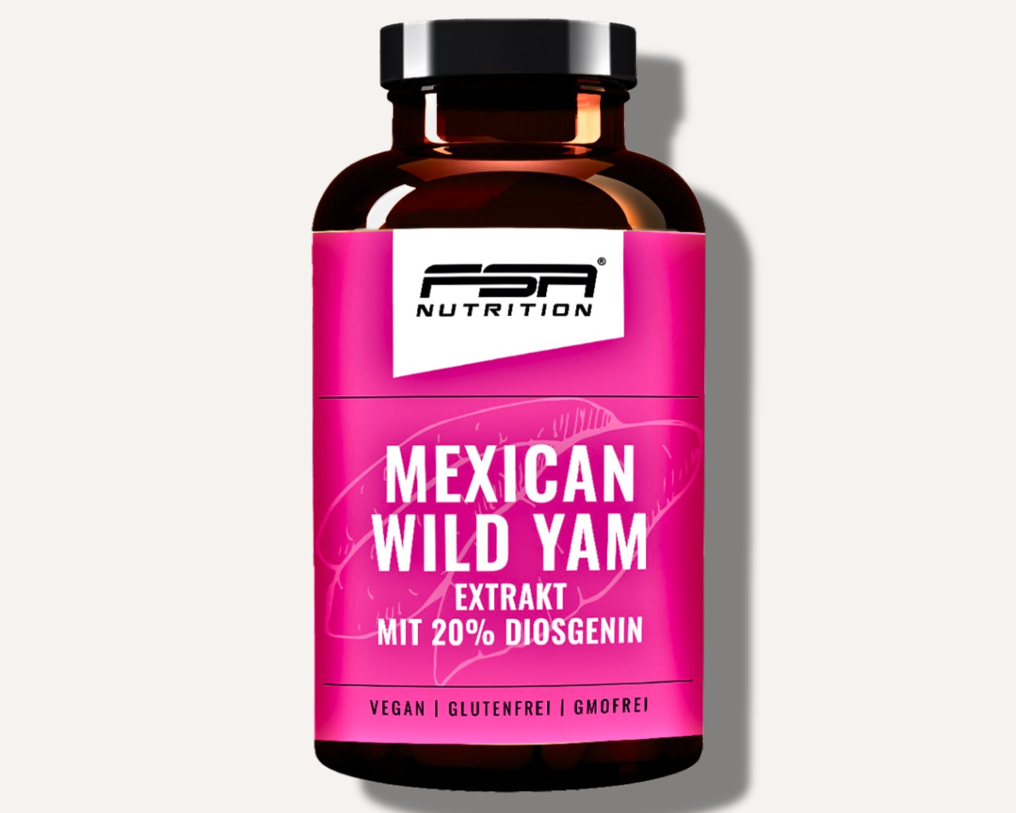 FSA NUTRITION Yamswurzel Mexican Wild Yam - 180 Kapseln - Hochwertiges Yamswurzel Extrakt. Yamswurzel Wild Yams Kapseln mit 500 mg Extrakt pro Kapsel. 20% Diosgenin.