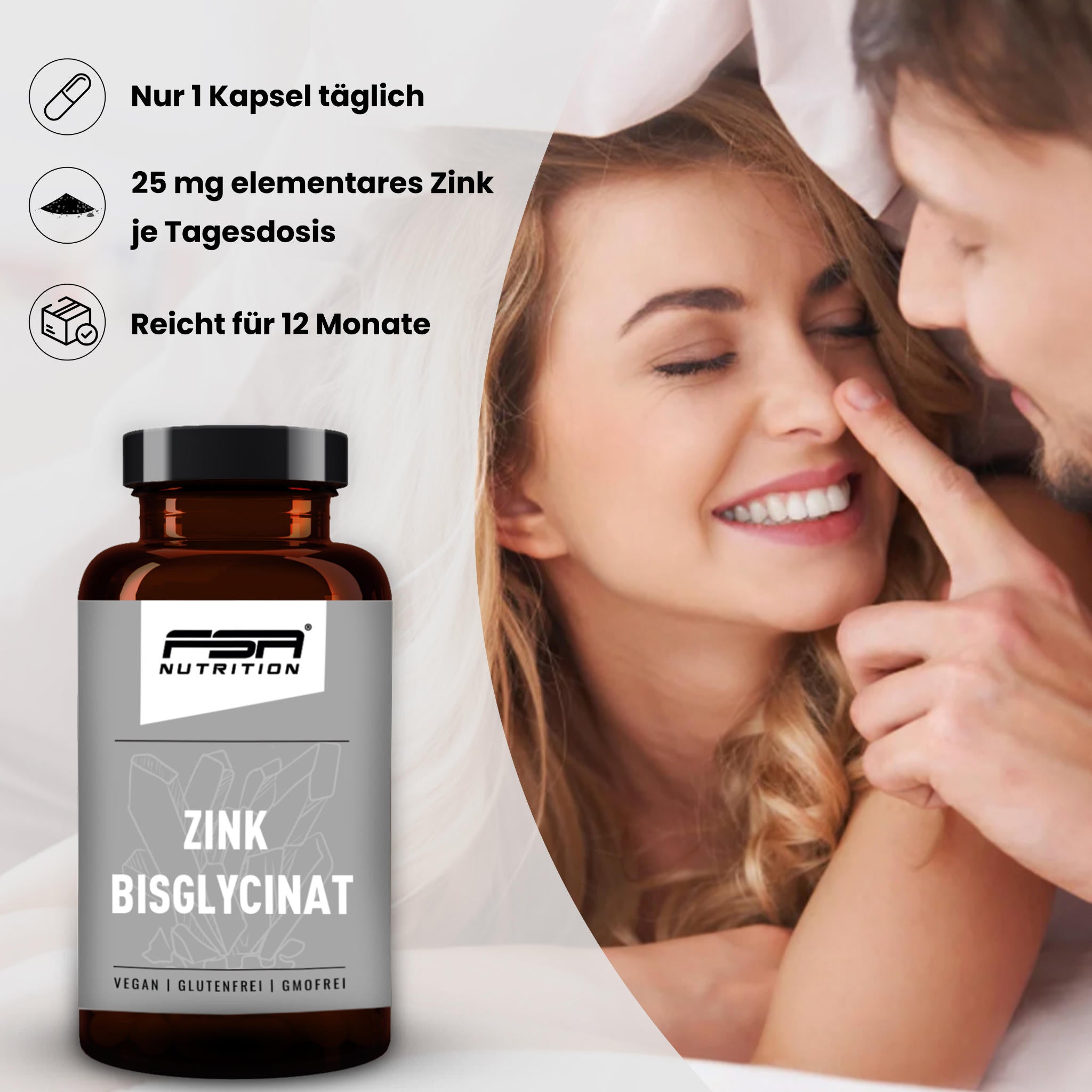 Zink Bisglycinat 25mg im Glas - 365 Tabletten