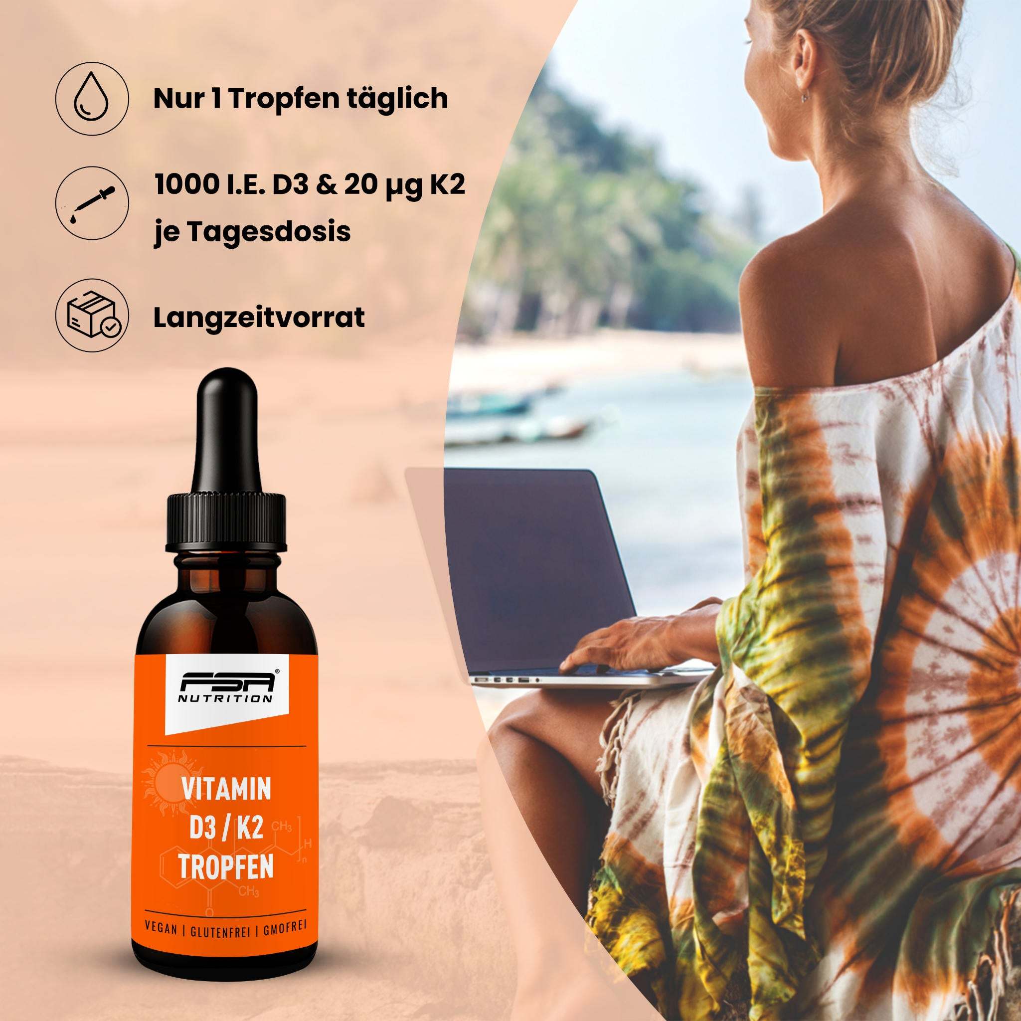 Vitamin D3 K2-MK7 Tropfen - 30ml - 2er Spar-Set